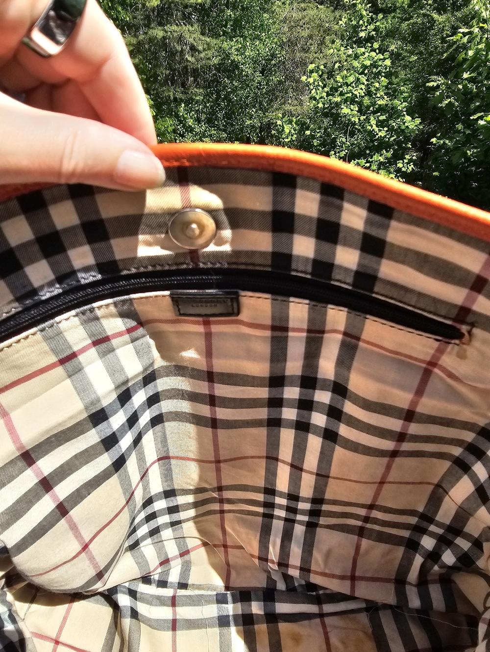 Burberry London Orange Leather Tote Bag - Picture 7 of 13